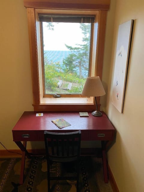 desk in one of lower level bedroom 