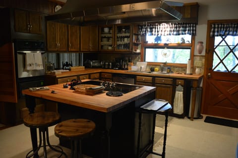 Kitchen from dining room doorway.