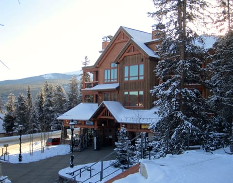 Winter view of our home from the Snowflake Chair.