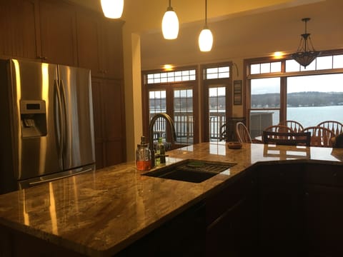 Kitchen with great view of the lake