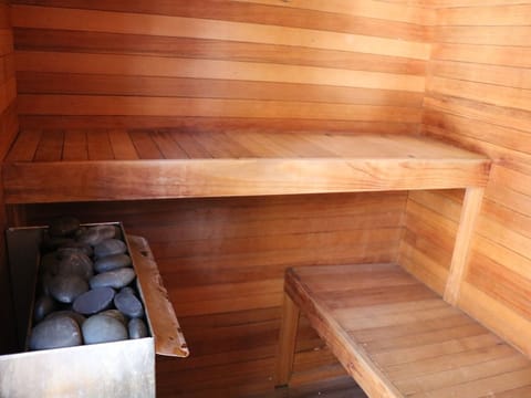 Sauna just outside the door on the back balcony.
