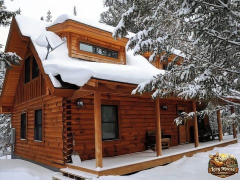 Log home with covered front porch and rockers - Winter Wonderland!
