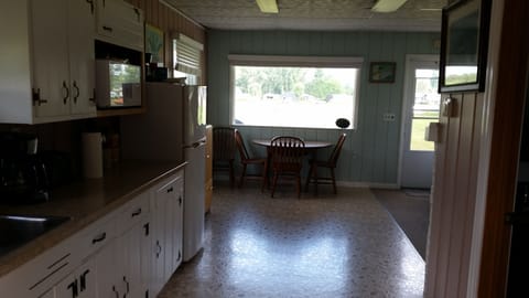 View through kitchen from back door