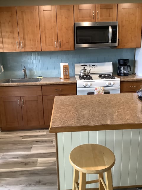 Our new kitchen with new bamboos shaker cabinets.
