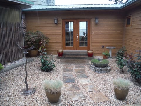 The home begins with a tranquil front entry.