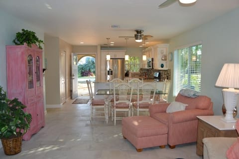 The view from the living room to the kitchen. Nice open layout and feel.