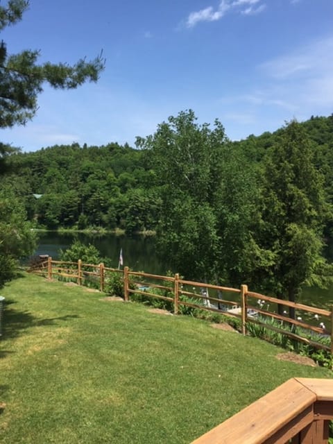 view of lake from back yard