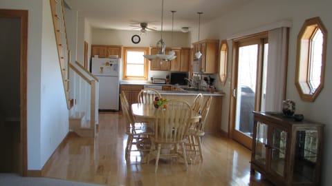 Upstairs kitchen and dining area