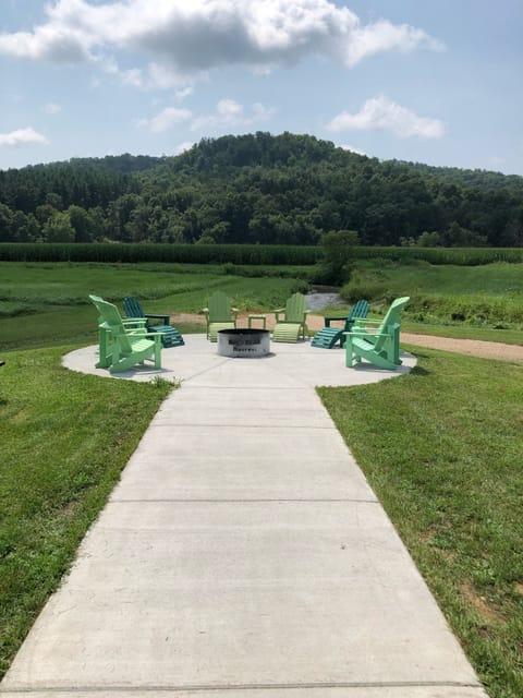 Concrete fire pit area new summer 2021