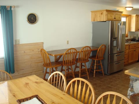 The breakfast bar provides extra seating or additional room for spreading out.
