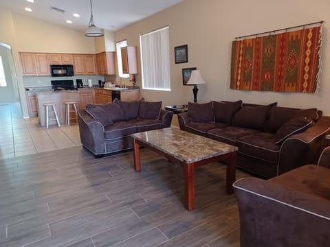 Living room into kitchen