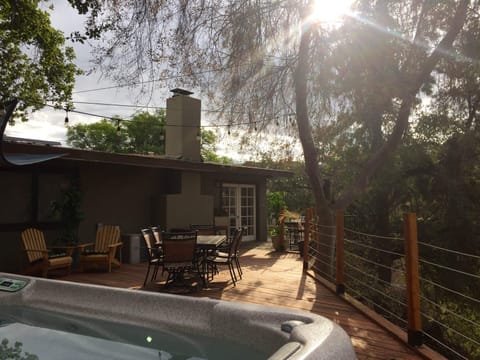 Enjoy outdoor dining on the brand new deck, before a dip in our 8-person spa.