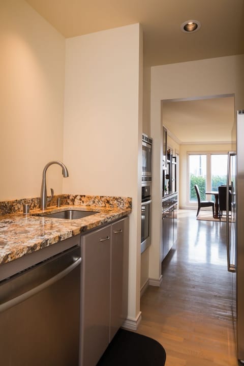 Kitchen leading to the dining room.