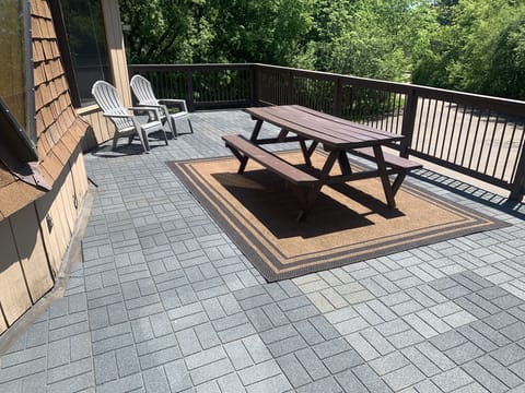Private patio on front of home