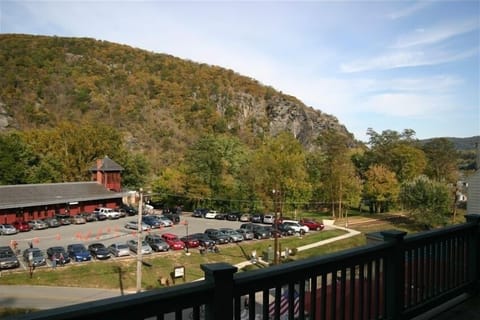 View from porch looking onto MD Heights & restored Harpers Ferry Train Station
