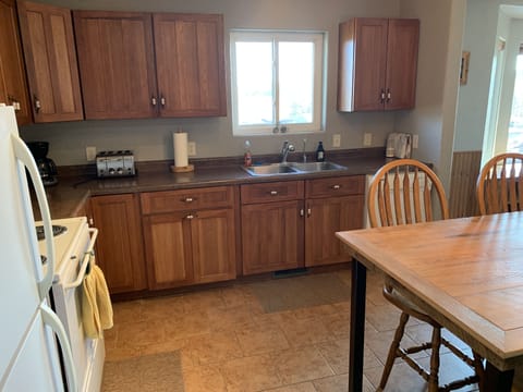 Pots, pans, coffee maker, table service, wine glasses, utensils - all provided.