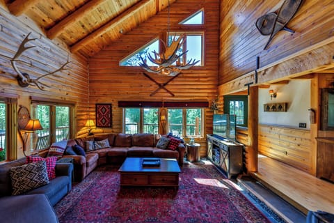 Sunshine fills the living room on the main floor, south wing.