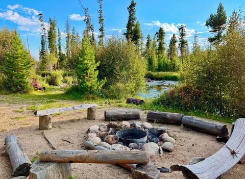 Riverfront beach firepit with firewood included