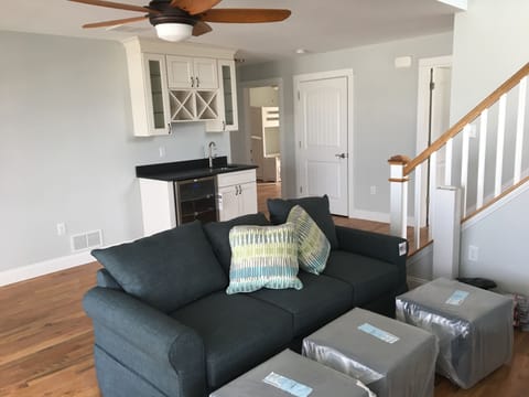 Downstairs media room with pull out sofa 