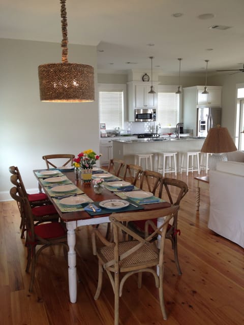 Dining is simple, either indoors or out. 