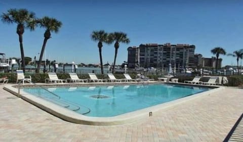 Swimming pool with lounge chairs