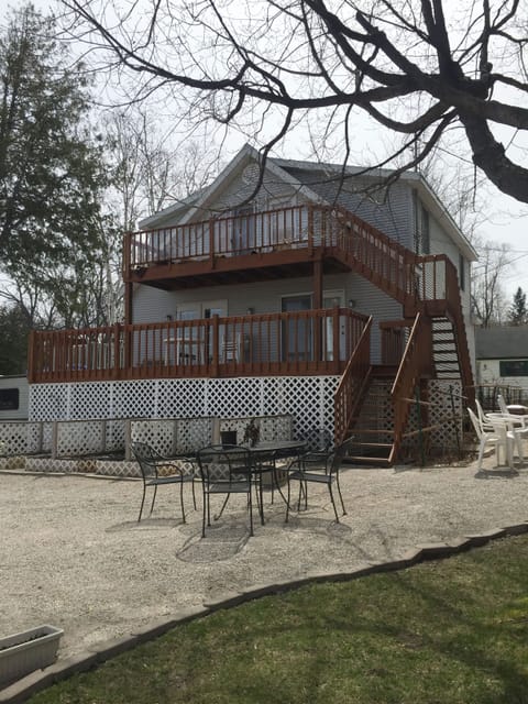 Decks face the water