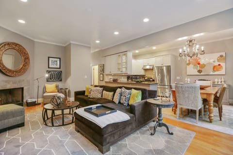 Spacious living room with open floor plan