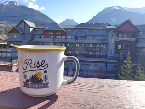 Enjoy your morning coffee while watching the sun rise from behind the mountains