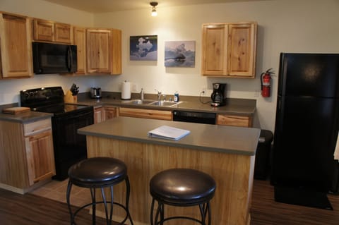 Fully equipped kitchen with full size appliances &  every kitchen utensil needed