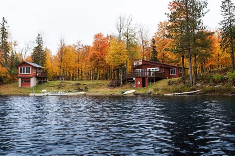 View of the cabin and boathouse from your own lake