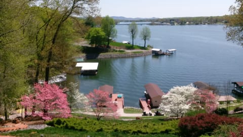 Waterfront View and two docks and golf car ramp