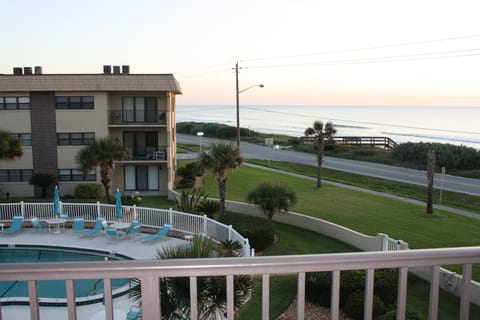 Balcony View of Ocean and Pool.