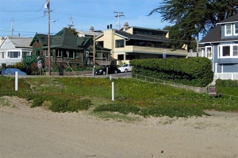Shot of house from the beach (light green house to the right)