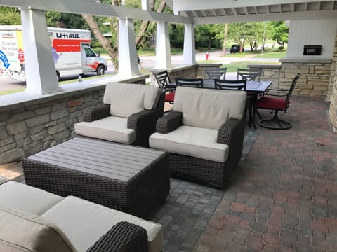 Best part of the house! Beautiful covered/furnished patio with skylights