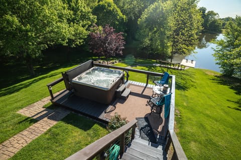 Docs Cabin looking down from balcony
