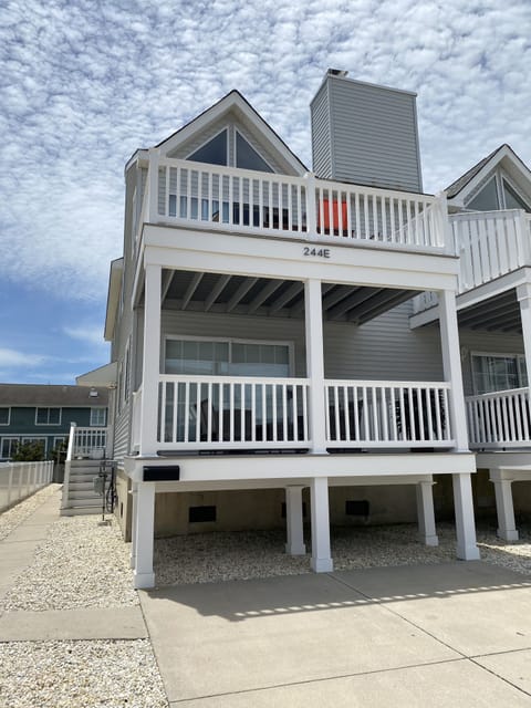 View from street - decks just replaced in 2021.  Driveway can accommodate 2 cars