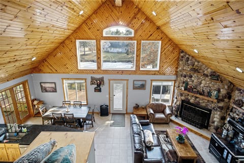 Loft view. Lots of natural light, gorgeous vaulted ceiling and water views. 