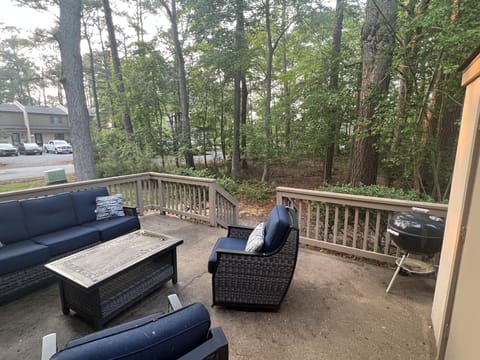 Patio with charcoal grill