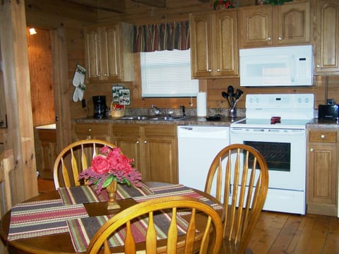 Bathroom is just off the kitchen.