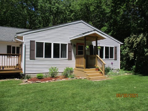 Look for the bright orange door!