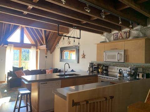 View from the bottom of the stairs heading to the loft.