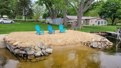 Kids will love playing on and swimming off the beach.