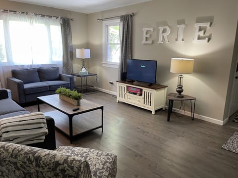 A quiet, clean living room to relax in after a day at Cedar Point!