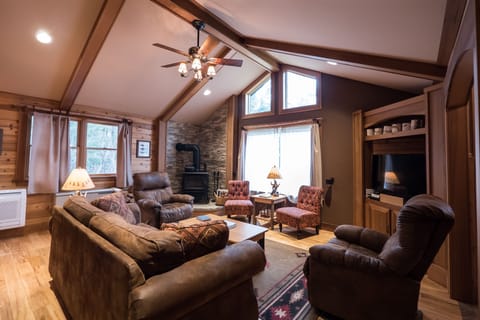 living room with queen pullout couch