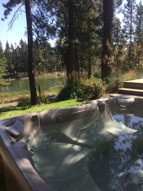 Relaxing in the hot tub with a great view!