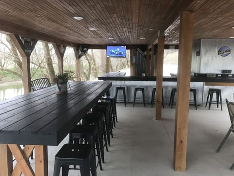 Outside bar area with TV