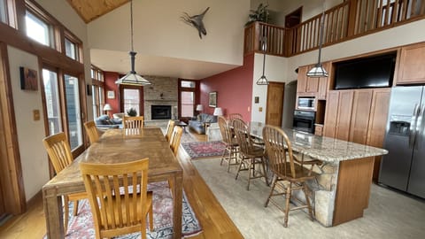 Giant well-stocked kitchen with space for large gatherings