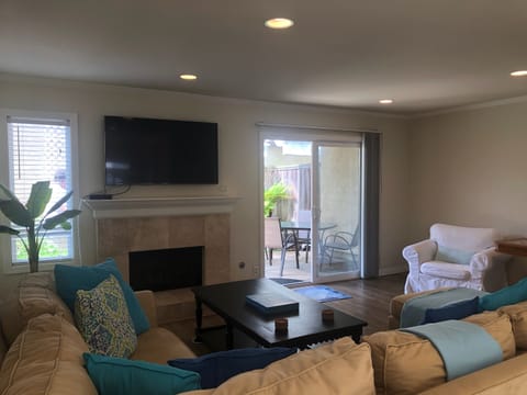 Everything you could want...comfortable furnishing, flat screen TV, & fireplace.