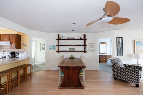 dining table with space for 8 and peninsula with space for 3