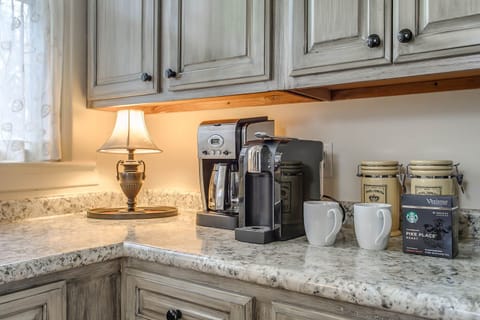 Cuisinart and  Keurig coffee makers and coffee supplies.